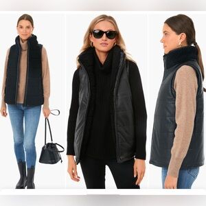 Tuckernuck Black Leather and Shearling Reversible Beckham Vest